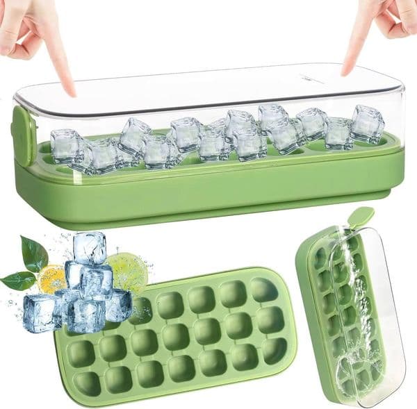 ice maker 21Grid Silicone Mould with Lid Soft Bottom Mold Square Fruit Ice Cube Maker Tray Kitchen Accessories