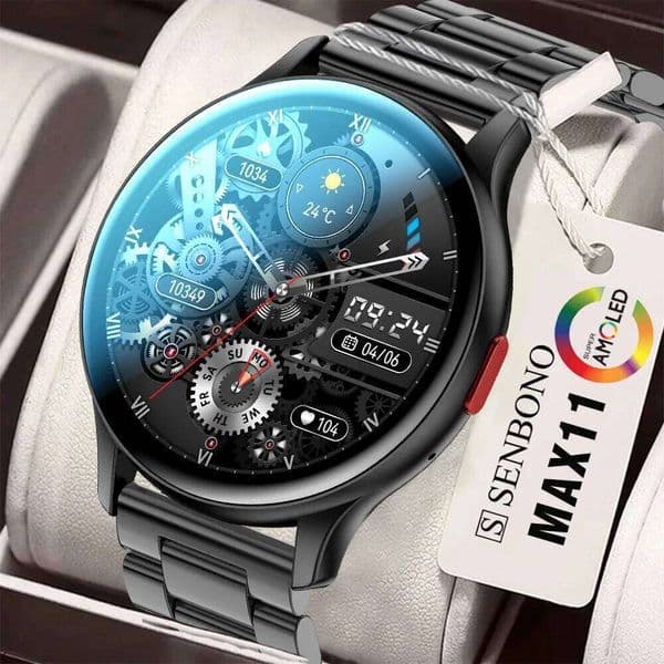 SENBONO MAX11 Men's Smart 1.43 Inch AMOLED 100 Sports Modes Voice Calling Watch Always On Display Smartwatch for Men Women