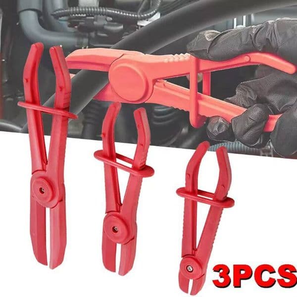 3Pcs Hose Clamp Pliers Set Flexible Clamping Line Pipe Pinch Off Radiator Red for Brake Fuel Coolant Hoses tues