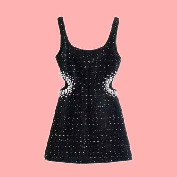 dresses for woman Women's Vintage Plaid Hollow Dress Women's Pearl Decoration Slim Fit Square Neck Slim Fit Slimming Dress