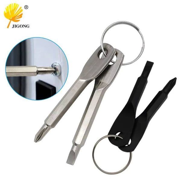 Portable Phillips Slotted Screwdriver Key Ring Multi Mini Pocket Repair Tool Gadget tues