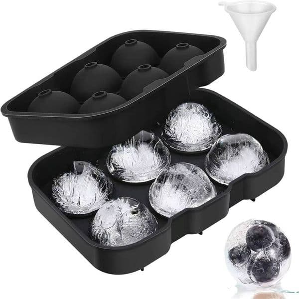 Maker Molds Silicone Sphere Tray with Funnel Round Reusable Ice Ball Form for Cocktail Whiskey Tool ice maker