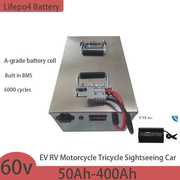 new 60V 50Ah 80Ah 100Ah 150Ah 200Ah 240Ah 300Ah 400Ah Lifepo4 Battery for 3KW 6KW EV RV Motorcycle Tricycle Sightseeing Car