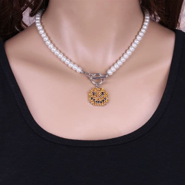 Unique Artisanal Beaded Accessory Featuring Gemstone Facial Expression - Statement Piece Inspired by Modern Aesthetics