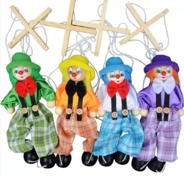7 Style 25cm Funny Party Favor Vintage Colorful Pull String Puppet Clown Wooden Marionette Handcraft Joint Activity Doll Kids Children ZZ