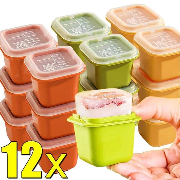 ice maker 12/1Pcs Mold Reusable Square Cube With Lid For DIY Ice Cream Whiskey Cocktail Mould Household Kitchen Gadgets