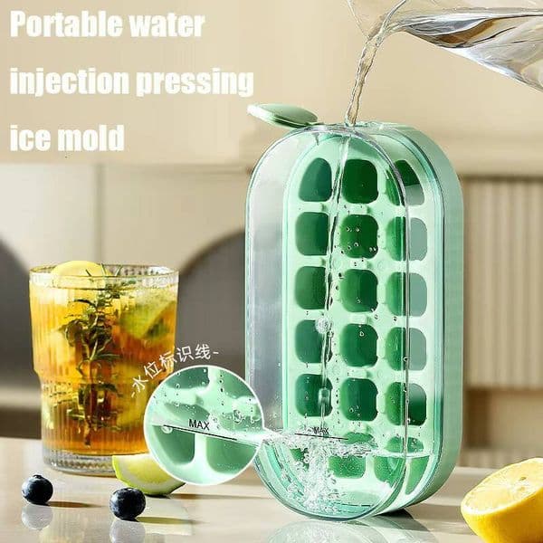 8Grid Portable Water Injection Food Grade Silicone Press Type Mold DIY Maker Ice Cube Tray ice maker
