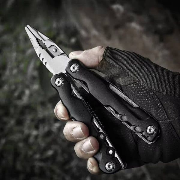 Stainless Steel Multifunction Knife Portable Combination Folding Tool Black Outdoor Fine Punch Multi-Purpose Pliers