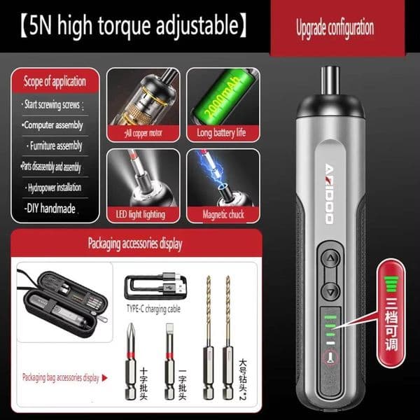 Upgraded 3-Speed 4.2V Mini Electric Drill with 300RPM, Cordless Screwdriver, Micro Rotary Tool, and Engraver Battery Included tues