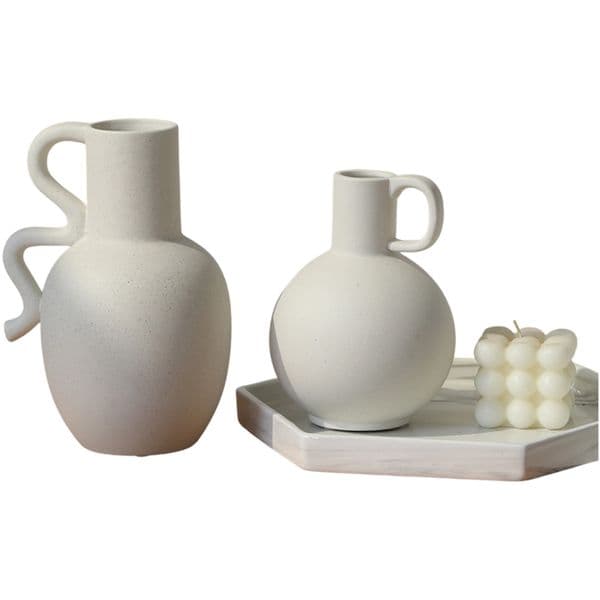 Ceramic vase European and American simple white ceramic dry vase living room flower decoration creativity