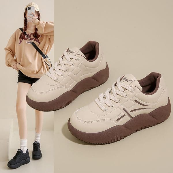 Ddmysports Spring New White Sneakers Korean Style Ins Female Student Height Increasing Thick Sole Sports Casual Shoes Women Xq Outdoor Shoes