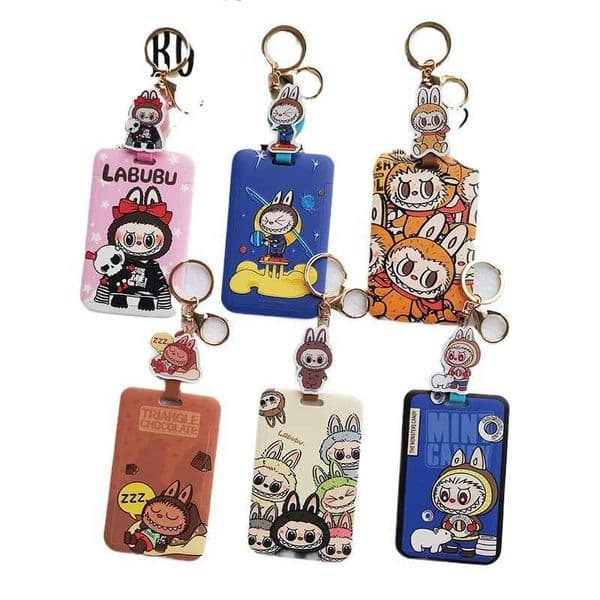 Labubu Cartoon Anime Character ID Card Holder Set Subway Bus Student Work Access Card Pendant Badge Cards Cover Holiday Gifts X250612