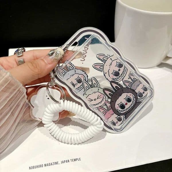 Labubu Cute Cartoon Anime Holder Transparent Card Holder Keychain Photo Sleeves Bus Card Student Card Case Photo Protector Gift X250612