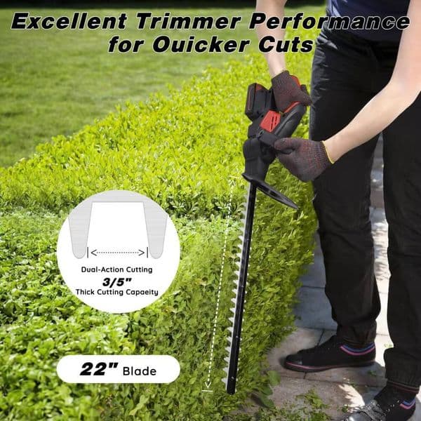 22'' Trimmer, Dual-Action Hedge Blade And 3/5'' Cutting Capacity,1600Rpm& Safety Lock Trimmer, 22'' 3/5'' Capacity,1600Rpm&