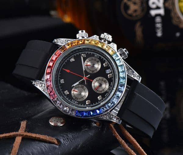 Mens ROL DAY TONAity Set with diamonds quartz Movement watch multifunction Wristwatch Designers Men Watches Stainless SteelStrap Gold Wristwatches #82