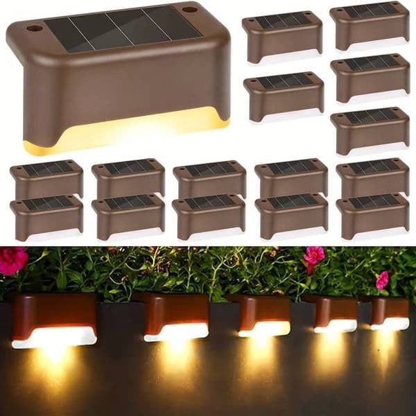 4Pack LED Solar Stair Waterproof Passage Courtyard Guardrail Step Night Light for Outdoor Garden Borders Terrace