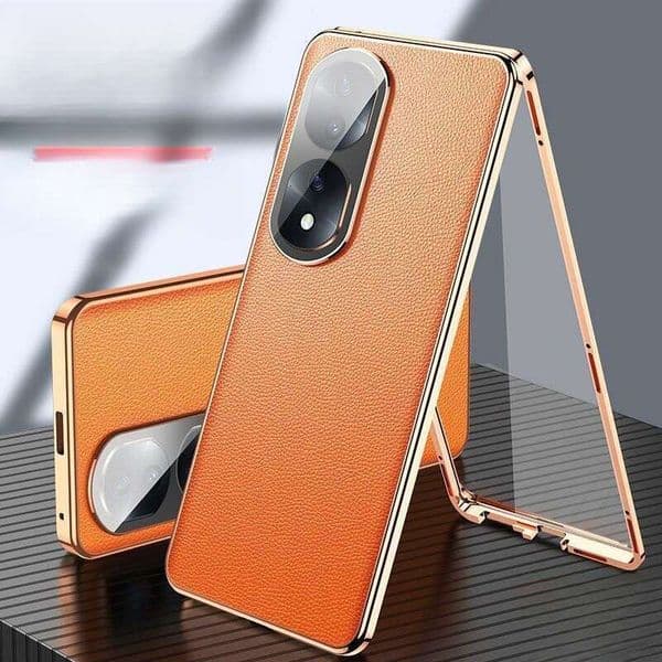 Compatible with Plain Leather Magnetic Double-Sided Phone Case Full Coverage Anti-Drop New Honor 90 Pro Protection