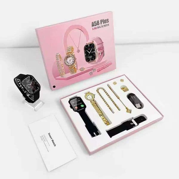 Factory A58 Plus Smart Quartz Steel Belt Watch Bracelet Fashion 7 in 1 Jewelry Set Smartwatch for Women Christmas Gift
