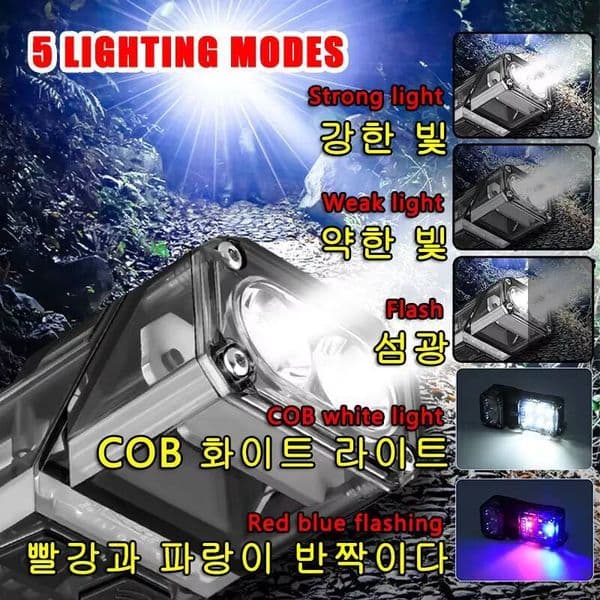 Portable Mini EDC Led Rechargeable Sensor Head Flashlight Cap Clip Outdoor Fishing Camping Lantern Work Light