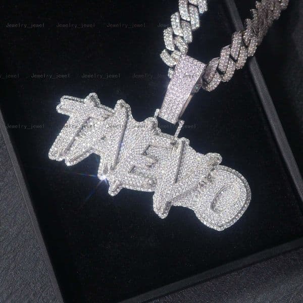Mens High Quality S925 Rapper Pendant Hip Hop Necklace 2.5 Inches Iced Out Moissanite Diamond Shiny Letter Pendant Jewelry
