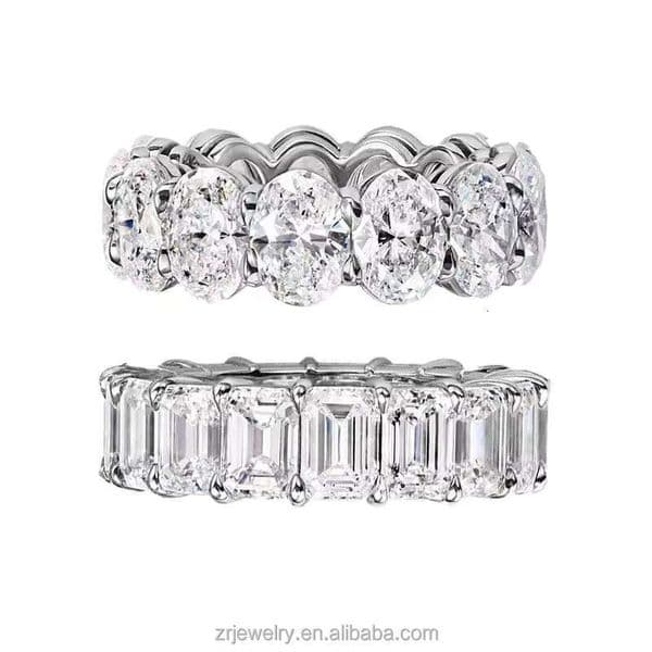 Fine Jewelry 14K 18K Solid Gold 3mm CVD Oval Cut Row Diamond Ring IGI Certified Lab Grown Wedding Ring