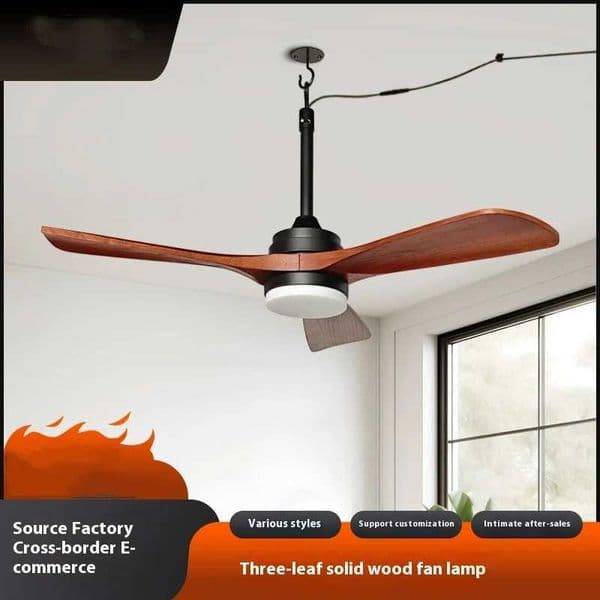 85-265V Wood Ceiling Fan with LED Lights DC Motor 6 Speeds Ceiling Fans with LED Lights Ceiling Fan with 3 Blades W250613