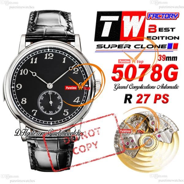 Complications 5178 R27PS Automatic Mens Watch TWF 40mm Steel Case Black Dial Black Number Markers Leather Strap CHS Puretimewatches Reloj Hombre -014 A04