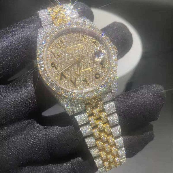 High Quality Hip Men Iced Out VVS Moissanite Mechanical Watch
