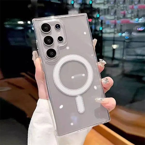Magsafe Magnetic Charge Phone For Samsung Galaxy S25 Ultra S24 Plus S23 S22 S21 S20 FE Clear Wireless Charging Case Cover