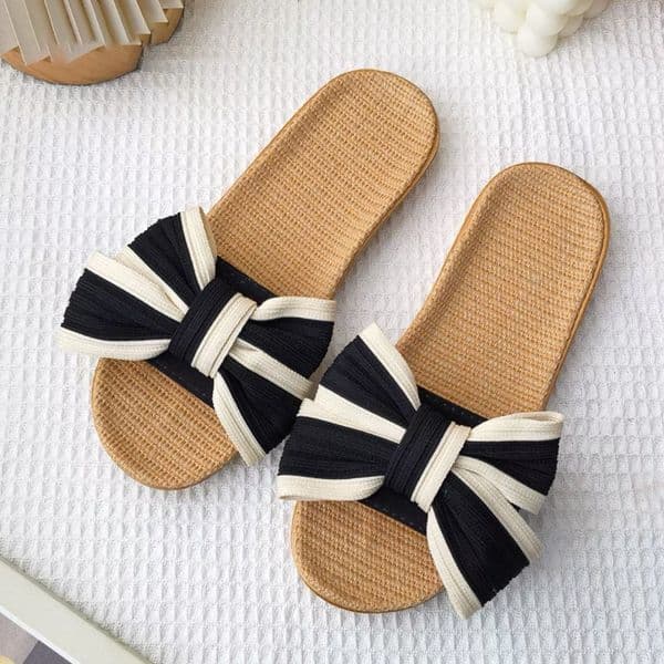 Butterfly knot summer home couple slippers indoor shoes soft soled rubber outdoor linen sandals designer sandals women's sandals