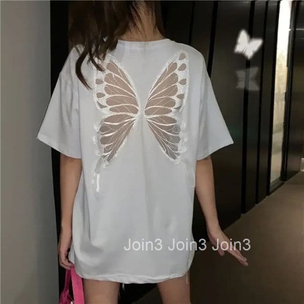 Womens T-shirt Mesh Cotton Female Top 90s Vintage Harajuku Fashion Korean Yk2 Goth Y2k Clothing Pulovers Youthful Clothes 2025