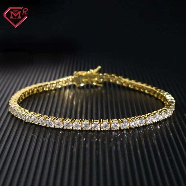 4mm Moissanite Tennis Chain 925 Silver Pass Diamond Tester Vvs Iced Out Moissanite Tennis Bracelet