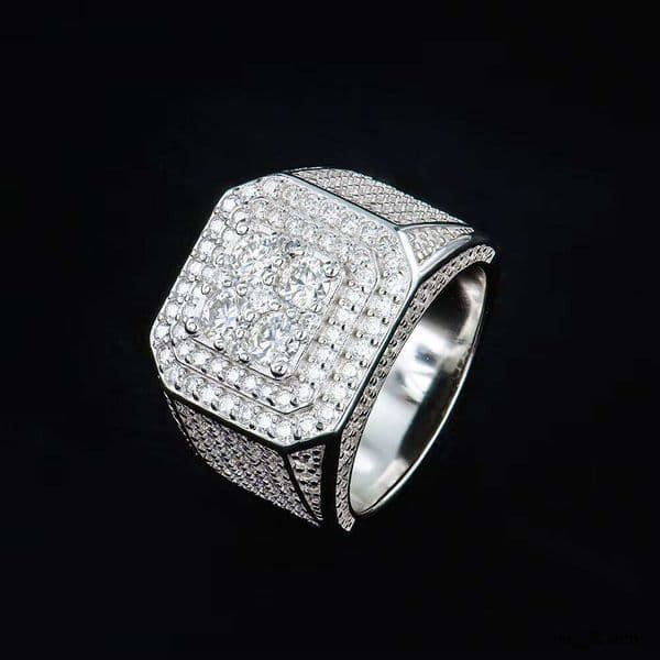 Moissanite Square Frame Band Ring Ice-out Hip Hop Style Wholesale Factory Pass Dia Test Fashion Desgin Gift for Men