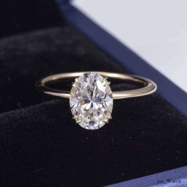 MS-497 14K 10K Solid Gold Jewelry Women Engagement 6*8mm Oval Moissanite Ring