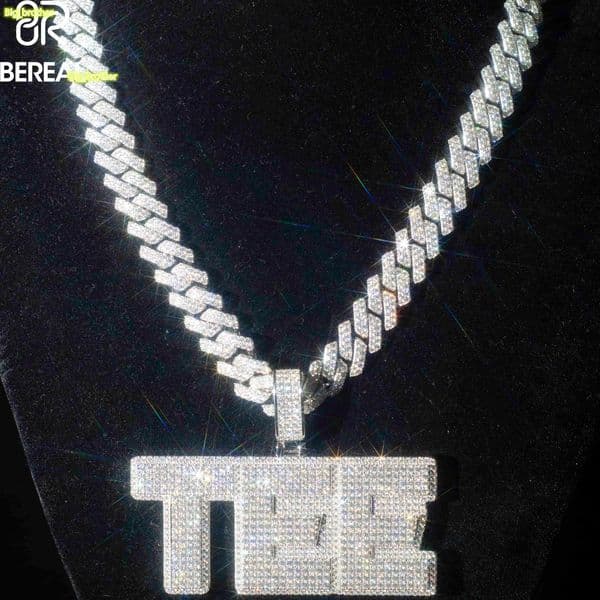 Custom Letter VVS Moissanite Diamond Pendant Iced Out 925 Silver Personalize Hip Hop Jewelry for Cuban Link Necklace