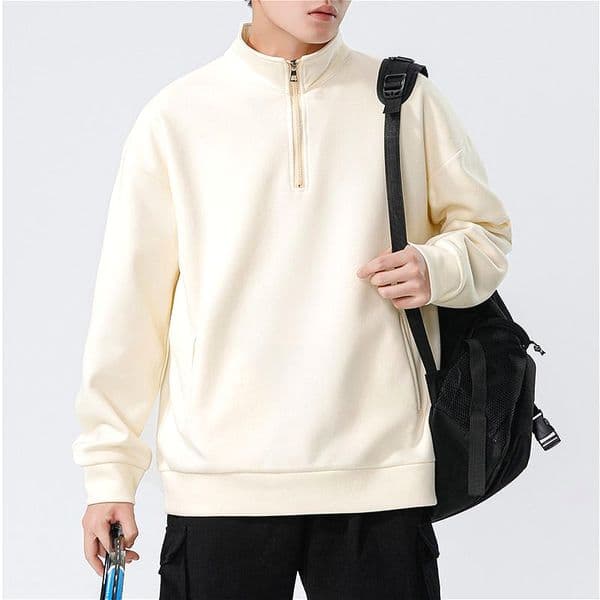 368 Men Long-sleeved Autumn and Winter Heavy Loose Solid Color Lapel Youth Casual