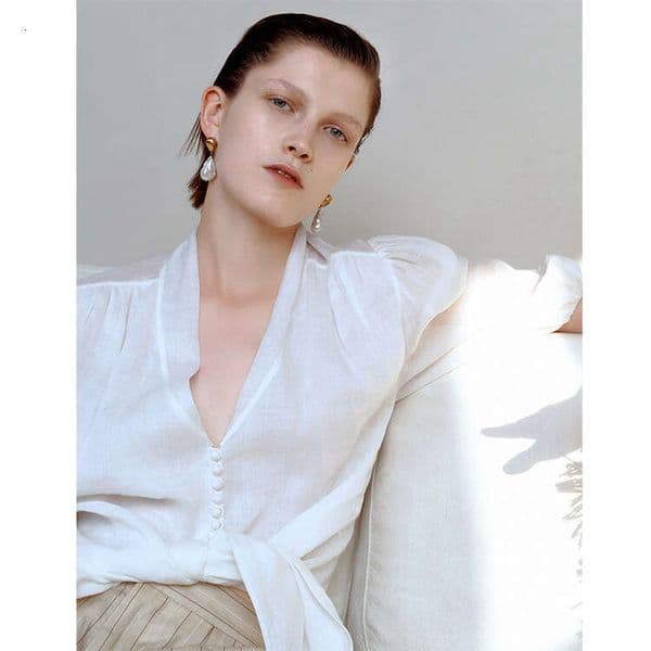 Calf Robe Dresses Long Dress Vestidos 458 Summer New 2025 V-neck Loose Three-quarter Sleeve Cotton Sunscreen Top Casual French Style Womens Clothing