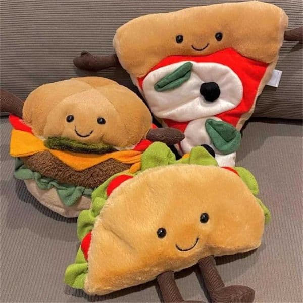 2026 New Small Hamburger Pizza Taco Stuffed Kawaii Baby Accompanying Doll Home Decoration Pet Interactive Plush Toy T250617 Designer