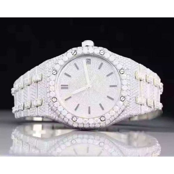 High Quality Men's Handmade Moissanite Dia Watch Round Cut Bust Down Hip Hop Antique Sport Fashion Jewelry