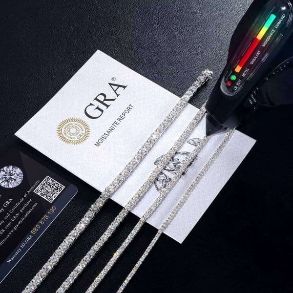 Sterling Sier Vvs Moissanite Chain 2mm 3mm 4mm 5mm White Gold Women Men Fine Jewelry Gifts Gra Lab Dia Tennis Bracelet