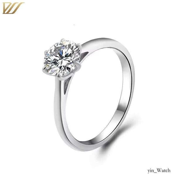 Stock DEF Round 6.5mm Moissanite Engagement Ring Sterling Sier Jewelry