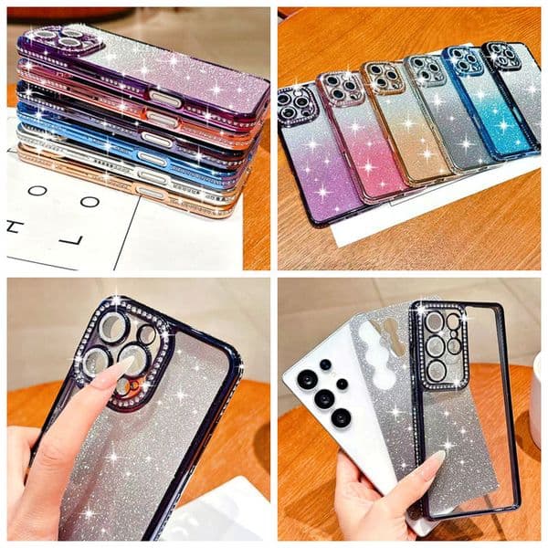 Bling Diamond Chromed Cases For Iphone 17 Air 16 Plus 15 Pro Max 14 13 12 11 Iphone17 Rhinestone Spakle Gradient Glitter Lens Protector Plating Soft TPU Phone