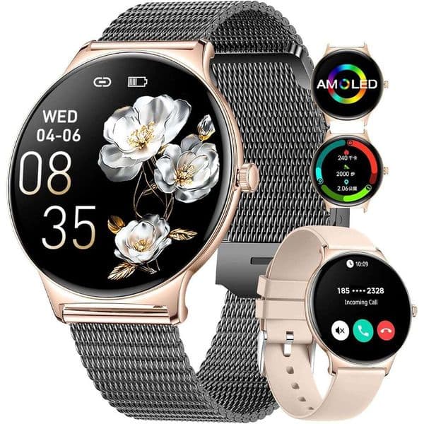 for Watch 3 LIGE Women Bluetooth Calls AMOLED HD Display Sports Modes Fiess Tracker Watch ATM Waterproof Pedometer Sleep Smartwatch Women iOS
