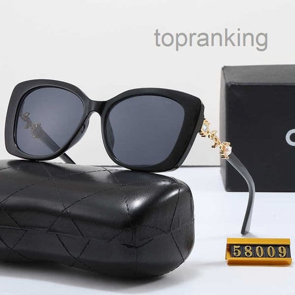 Sunglasses Designer sunglasses for women border beach sun glasses with pearls and diamonds polarized uv protectio retro narrow square frame with box very good