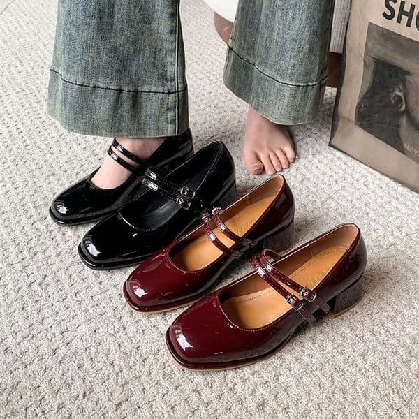 Ddmysports French Style Burgundy Mary Jane For Women New Red High Heels Elegant End Comfortable Wedding Shoes Outdoor Shoes