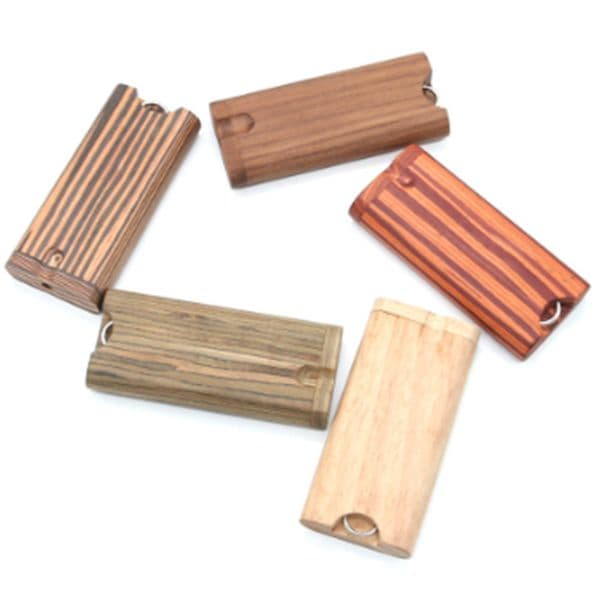 New Wooden Cigarette Box Natural One Hitter Dugout Smoking Pipes Handmade Wood With Metal Dry Herb Tobacco Pipe Clean Wooden Box