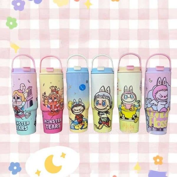 Cartoon Labubu 304 Stainless Steel Handle Insulated Cup 3D Printed Ice King Cup Outdoor Portable Car Cup Labubu Hobbies Interest W250618