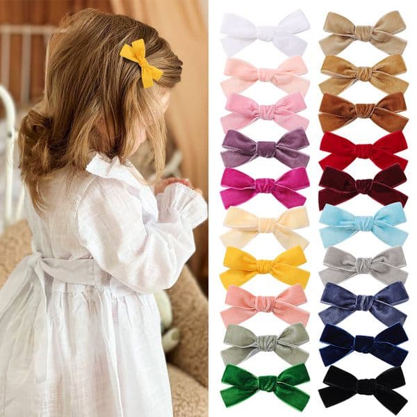 2.7 inch Velvet Hair Bows Clips for Girls, Fully Lined Ponytail Pigtail Alligator Clips Hair Accessories