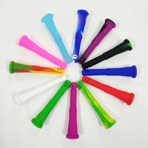 4" Silicone Downstem Diffuser Smoking Accessories With 4 Cuts Flush Top 14mm 18 mm Female Reducer Adapter Lo Pro Diffused Down Stem