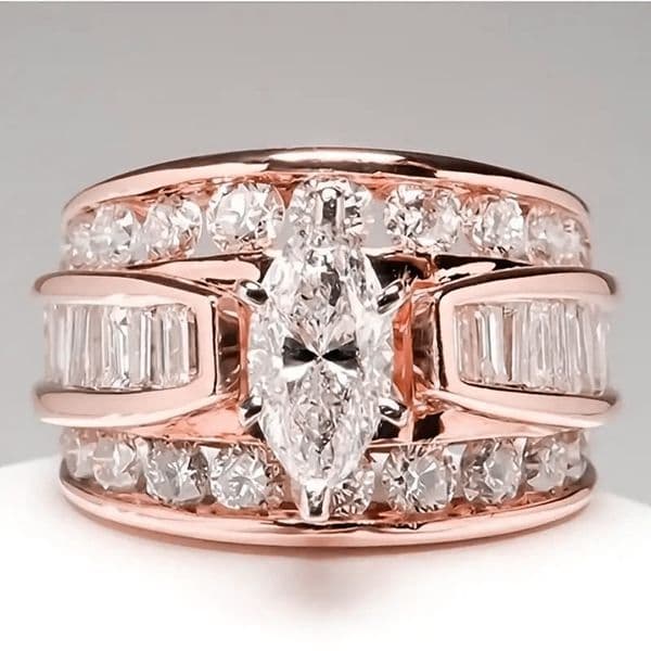 Arrival Luxury Jewelry 925 Silver&Gold Fill Marquise Cut White Topaz CZ Diamond Party Women Wedding Bridal Ring for Birthday Gift